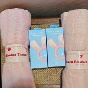 I Dew Care Bunny Headband And Blanket Set Bundle